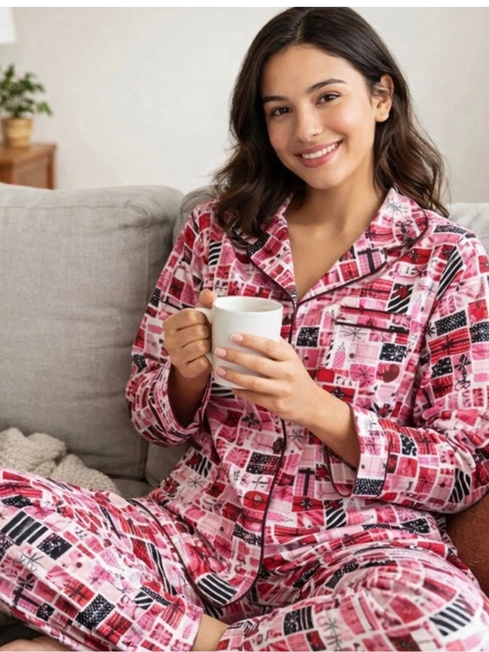 NWT Kate Spade Gift Print Pajama Set Size M Whimsical PreppyPlayful Holiday